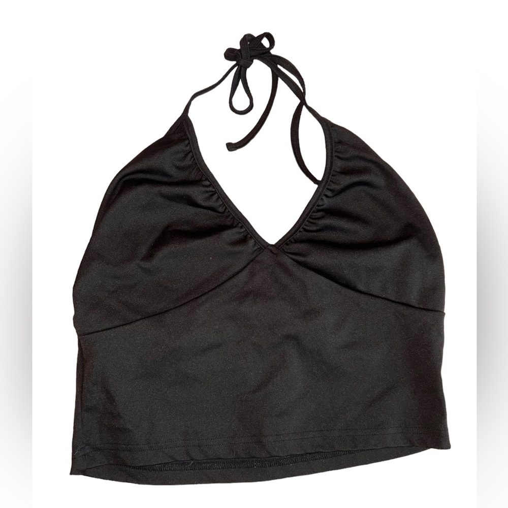 Black Cropped Halter Top